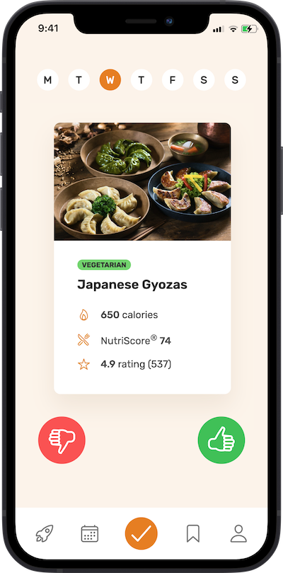 iPhone app meal approving plan, like or dislike a meal